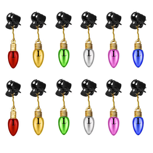 12PCS Christmas Bulb Beads Beard Ornament Colorful Christmas Clip Ball Ornament Xmas Beard Pendant Bright XMAS Ball